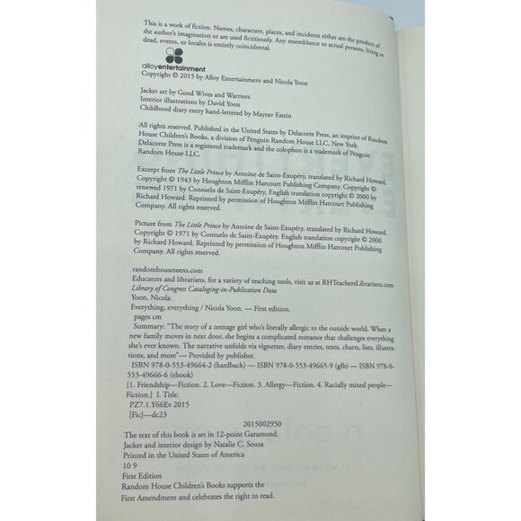 Every Thing Every Thing Hardcover Nicola Yoon 2015 - Picture 5 of 6